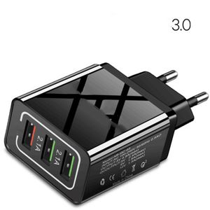 Cargador de pared de carga rápida QC 3,0 3 puertos USB 3.1A cargadores rápidos adaptador de enchufe de EE. UU. UE para Samsung Xiaomi adaptador de teléfono móvil