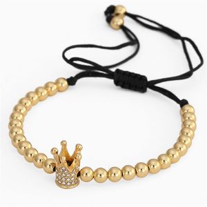 Handgemaakte vrouwen Favoriete Crystal Gold Crown Beads Link Armband Design Copper Armbanden voor Gift
