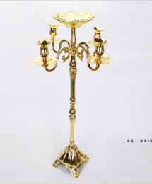 Candelabra con candelabra con candelabra de metal con candelabra de metal con calificación superior con un candelabro de oro puro con bonito tazón de flores fwb105929555751