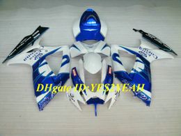 Top-nominale Motorfiets Fairing Kit voor Suzuki GSXR600 750 K6 06 07 GSXR600 GSXR750 2006 2007 ABS Plastic Wit Blue Backings Set + Gifts SB27