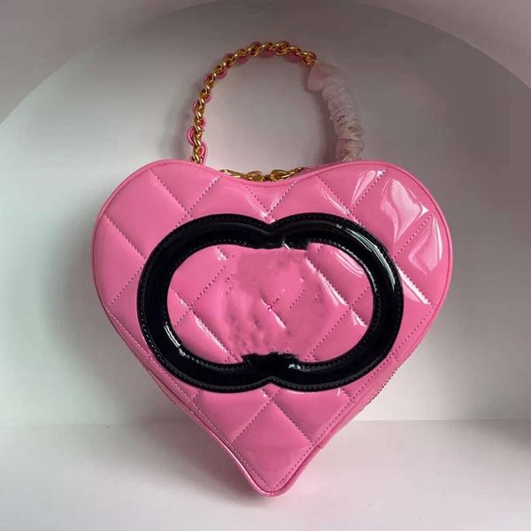 Top Rétro Miroir qualité Barbie Core Sac Barbie Rose Coeur Sac À Main Barbiegirl Bourse Brevet En Cuir De Veau Designer Pochette Avec Boîte b21