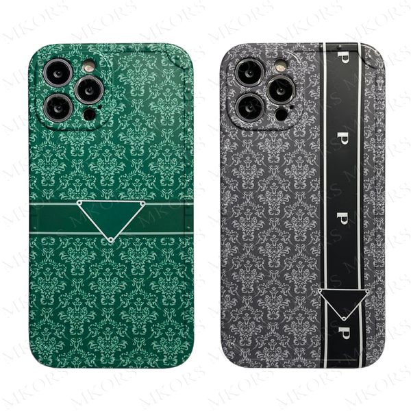 Top Retro Triangle Print Designer Phone Case pour iPhone 14 13 12 11 Pro Max X Xs Xr Soft IMD Shell Full Protection Ultra Thin Cover