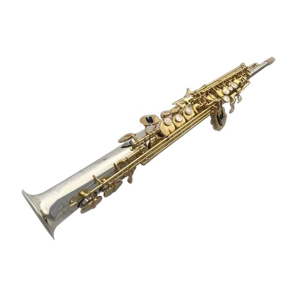 Top S 9030 B Tono Tubo recto Saxofón soprano Llave dorada niquelada Boquilla de saxofón profesional con estuche rígido y accesorios