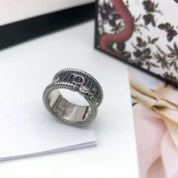 Bague en argent plaqué S925 pour hommes et femmes, bague rayée serpent, bague sauvage, Couple Hip Hop, Rings181T