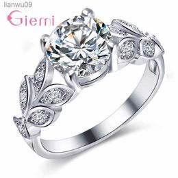Venta superior 925 anillos de plata esterlina CZ de moda para mujeres y niñas joyería de fiesta de compromiso de boda de buena calidad L230704
