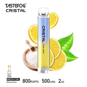 Top vente jetable Vape Tastefog Cristal Puff 800 Cigarette électronique 2% 2 ml 500 mAh 10 saveurs TPD CE RoHS certificat prix bas