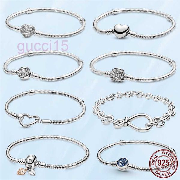 Venta superior Pulsera de mujer Cadena de serpiente de corazón de plata esterlina 925 para mujer Ajuste de cuentas de encanto Regalo de joyería con caja original YVAM