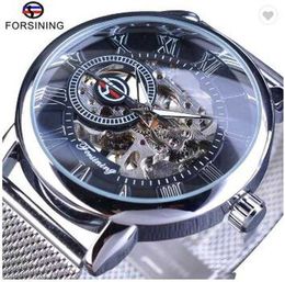 2021 montre pour hommes de luxe la plus vendue Forsining boîtier transparent marque de mode quartz non mécanique fonction d'horloge creuse