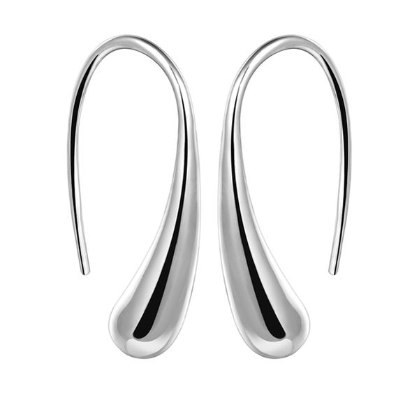 Pendientes de gancho de oreja de gota de plata esterlina chapados en venta superior DJSE04 tamaño 2.7 CM * 0.6 CM; pendiente de joyería de plata 925 de alta calidad para mujer