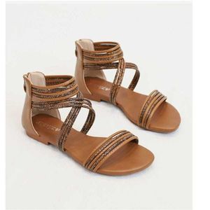 Top sandales femmes polyvalent fée romaine dentelle fond plat bohème chaussures de plage sandales talons tongs 240228