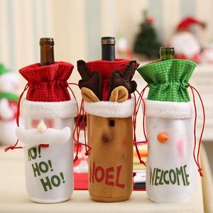Top Santa Claus Wine Bottle Cover Gift Rendier Sneeuwvlokfles Hold Bag Case Snowman Xmas Home Kerstdecoratie Decor