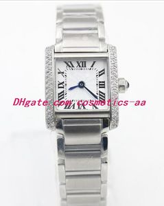 Top Sapphire Ladies Watch Cuarzo Luxury W5200013 20mm Crystal White Rectangle Big Diamonds Case Relojes de mujer de acero inoxidable