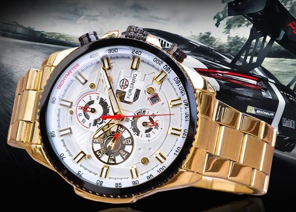 Top vente Forsining mode homme montres hommes mécanique automatique montre en acier inoxydable montre-bracelet pour homme For04