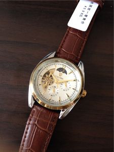 Top Sell Men Horloges, Tevise Hoge kwaliteit Skelet Mens-horloges Goud Bezel Te33 Gratis verzending