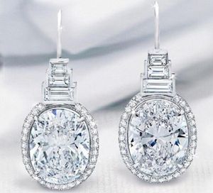 Top vente bijoux de mode vintage faits à la main en argent sterling 925 taille ovale topaze blanche CZ diamant pierres précieuses femmes mariage balancent Earri2511728