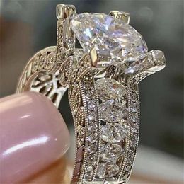 Top Vintage Vintage Fijne Sieraden 925 Sterling Zilver Marquise Cut White Topaz CZ Diamond edelstenen Dames Bruiloft Engagement Band Ring Gift