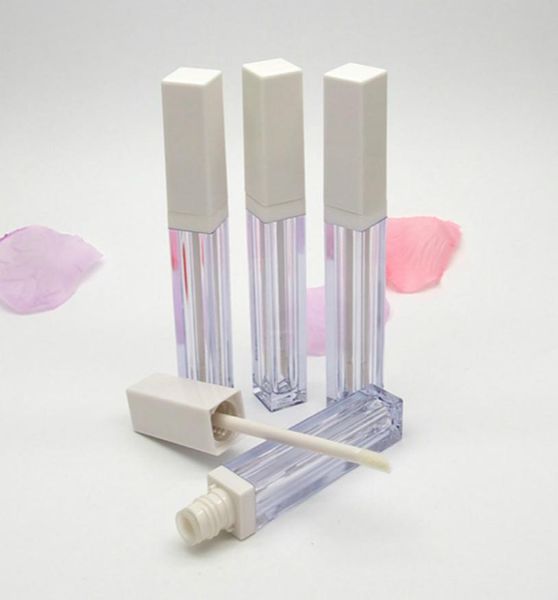 Bouteille de brillance à lèvres claire carrée blanche haut 4 ml tubes à lèvres vides Liquide Lip Bloss Rechargeable Bouteilles CONTAGNEURS PACKAG7793337