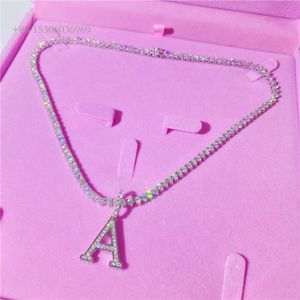 Top Verkoper 3Mm 16Inch Drie 3 Prong Set Tennis Chain Custom Diamond Initial Moissanite Brief Hanger Ketting