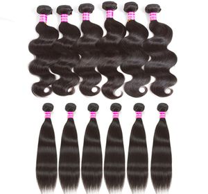 Paquetes de tejido de cabello virgen brasileño 10a más vendidos, cabello ondulado y ondulado con ondas corporales, extensiones de cabello humano peruano recto Mix9952518