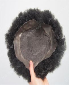 Best verkopende 6 inch natuurlijke zwarte afro krul Indiase menselijke haarvervanging kant met PU pruiken voor zwarte mannen snelle expreslevering6975402