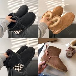 Top Vente Australie Classique Bottes Chaudes USA Designer Femmes Mini Botte De Neige Hiver Pleine Fourrure Fluffy Bottines Talons Plats Luxueux Winters Chaussures 35-41