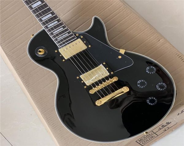 Meilleure vente Custom Shop noir beauté brillant noir guitare électrique touche ébène frettes liaisons Humbucker Pickups9389468