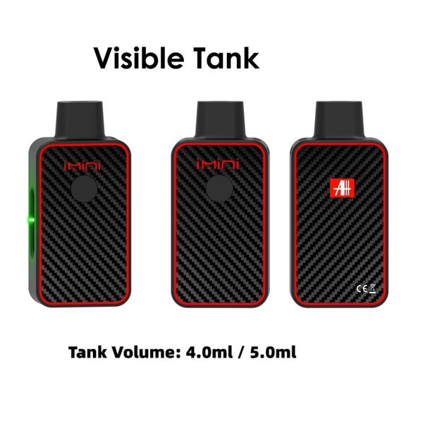 IMINI C18 4,0 ml 5,0 ml Vape Vape USB RECHARGE Dispositif vaporisateur à huile vide 380mAh Tension réglable de bobine en céramique D8 D9 D10 Dispositif vide OEM ODM Prise en charge