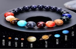 Vente maximale en Europe et en Amérique Bracelets en perles Bracelets Sable bleu naturel huit bracelet planétaire Cosmic Galaxy Solar System9591102