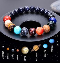 Bestverkopende in Europa en Amerika Kralenstrengen Armbanden Natuurlijk blauw zand Acht planetaire armband Cosmic Galaxy Solar System6142215