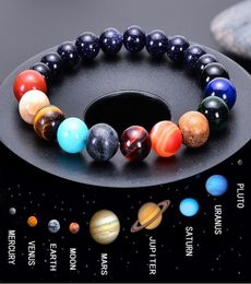 Meilleures ventes en Europe et en Amérique Bracelets à brins de perles Sable bleu naturel Huit bracelet planétaire Système solaire de la galaxie cosmique 4416760