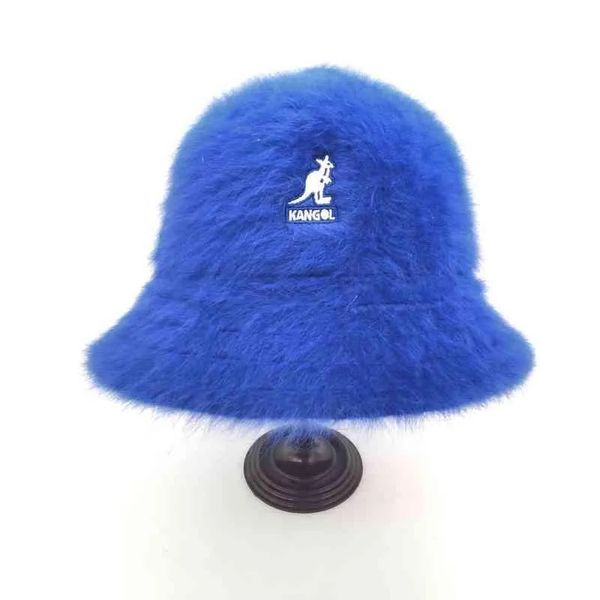 Gorro de pescador Kangol para mujer, gorro de lavabo de piel de conejo, cálido, individualidad, tendencia, bordado de canguro, cálido, pescador, más vendidos, w5