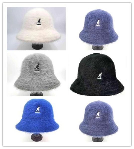 Gorro de pescador Kangol para mujer, gorro de lavabo de piel de conejo, cálido, individualidad, tendencia, bordado de canguro, cálido, pescador, más vendidos, w6