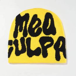 Meilleures ventes MEA CULPA mode coréenne tout-en-un automne/hiver hip hop tendance européenne et américaine lettre jacquard chapeau tricoté