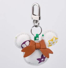 Top vente souris conception voiture porte-clés faveur fleur sac pendentif charme bijoux porte-clés pour hommes cadeau mode PU cuir Animal porte-clés