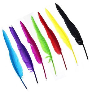 Top Selling Multi Colors Wedding Feather Guest Book Signing Pen Ballpoint Pennen Briefpapier GA311