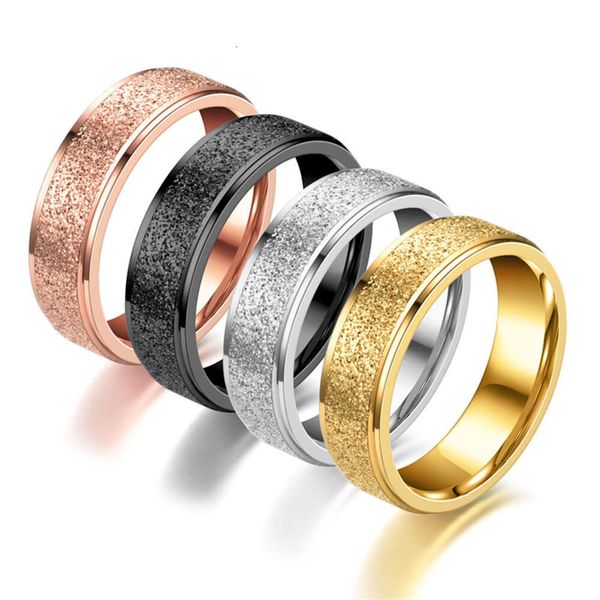 Joyería de los anillos de dedo de las muchachas de Matt 6MM del acero inoxidable plateado oro de la nueva llegada más vendida