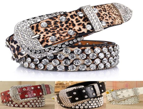 Más Vendidos nuevo cinturón de mujer salvaje correas de moda patrón de leopardo femenino cinturón con incrustaciones de diamantes de imitación Jeans pretina 6817128