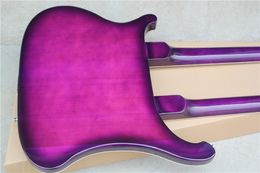 Top verkopen Ric Purple Double Neck Guitar 4003 4 Stings Electric Bass 360 12 Strings Electric Guitar Rosewood Boodboard Pearl Triangle Inlay