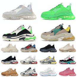 Top Fashion Designer triple s Casual Shoes Men and Women's Platform Black and White beige sole Crystal transparent sole Vintage shoes jogging