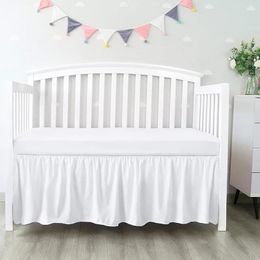 Jupe de lit de berceau bien faite, avec draps supérieurs blancs, volants plissés sur 4 côtés pour bébés garçons et filles, couvre-lit de chambre d'enfant en bas âge, meilleure vente 240106