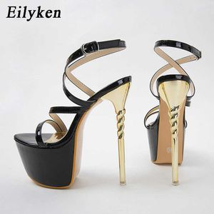 Top Sexy Golden Strappy Platform Pumps Femmes Ultra High Stiletto Heels Peep Toe Party Bride Pole Dancing Shoes 230306