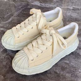 TOP Shell Head opgeloste schoenen voor mannen en vrouwen Maison Mihara Yasuhiro MMY canvas schoenen wasbare oude dikke zool casual schoenen Japanse boardschoenen