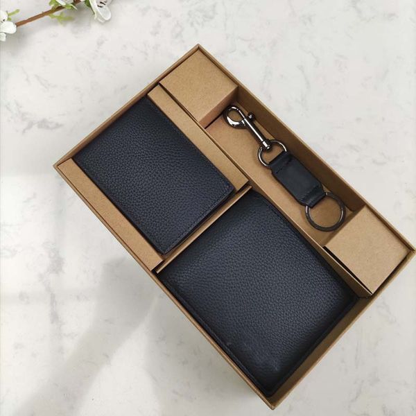 Top Short Wallet Designer Portefeuille pour hommes Sac à cartes de luxe pour hommes Ensemble de trois pièces court avec 6 emplacements pour cartes et 2 compartiments associés à un porte-clés