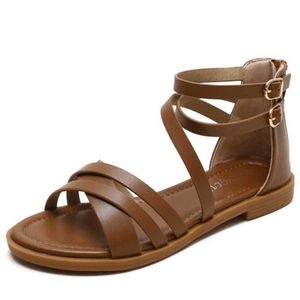 Top pantoufles sandales femmes été sandale talons ruban fée décontracté fond plat Simple plage vacances chaussures romaines 240228