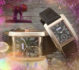 Top Square números digitales dial reloj de cuarzo Amantes de la moda hombres mujeres oro rosa plata caja de metal tanque serie romana damas regalos masculinos reloj de negocios de cuero de lujo