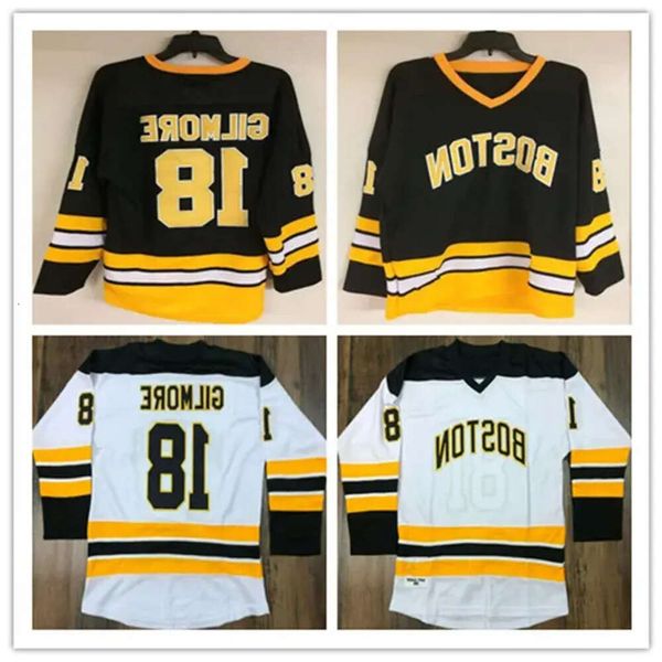 Top Stitchcustomisé Vintage Happy Gilmore # 18 ADAM SANDLER Hockey Jerseys Boston 1996 Film Jersey Noir Blanc Cousu S-5Xl 90