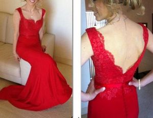 Rode kant zeemeermin bruidsmeisje jurken met riemen 2017 vloer lengte meid van eer jurken goedkope bruiloft gasten formele jurk op maat gemaakt