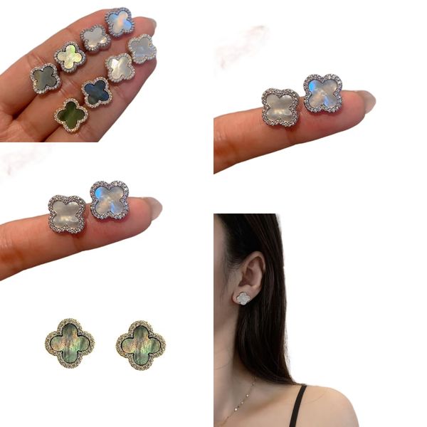 TOP Boucles d'oreilles Designer de luxe Van Earing Trèfle Perle Nacre Plaqué or 18 carats Agate Boucle d'oreille Fête des Mères Fête de mariage Cadeau bijoux robe de soirée