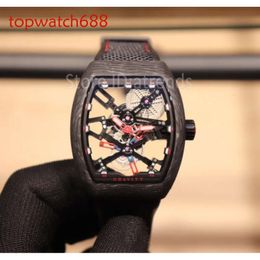 Top élégant automatique mécanique auto winding montre des hommes en fibre de carbone cadran 44x54mm classique Tonneau Wristwatch messieurs