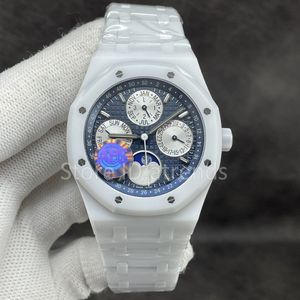 Top Top Top Mechanical Mechanical Self Wailing Watch Mod White White Dial 41 mm Classic Day Date Phase Wallwatch Casual Ceramic Band PA108